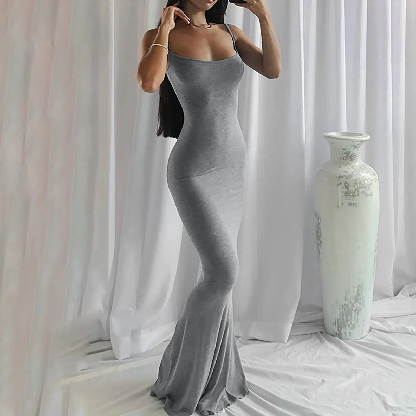 Elegant Bodycon Maxi Dress Women Summer 2024 Sleeveless Backless Sexy Outfits Party Club Dress Black Birthday Dresses Vestidos