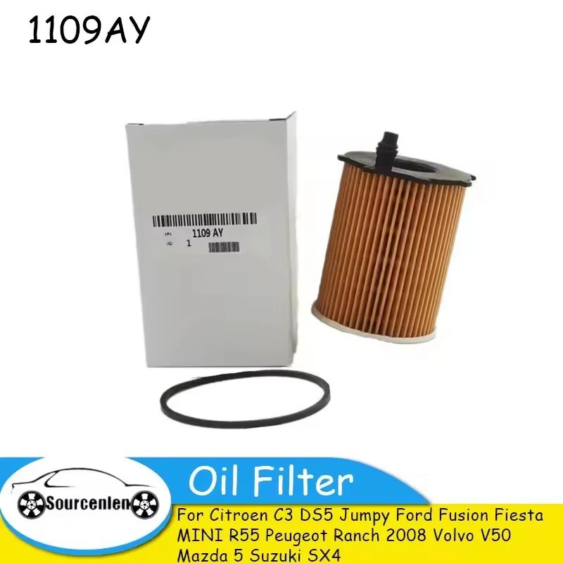 

Масляные Фильтры 1109AY для Citroen C3 DS5 Jumpy Ford Fusion Fiesta MINI R55 Peugeot ранчо 2008 Volvo V50 Mazda 5 Suzuki SX4