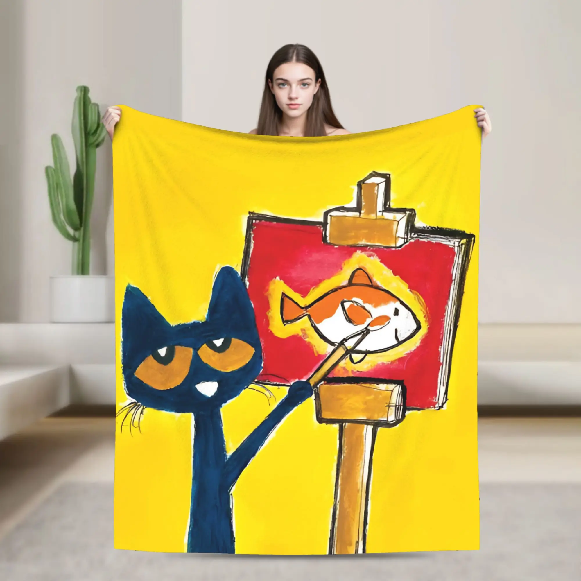 Pete the Cat  Blankets  Fleece Awesome Warm Throw Blankets for Bedding Lounge Textile Decor