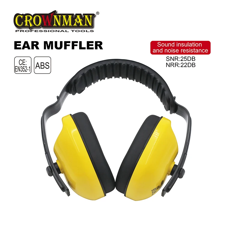 CROWNMAN PPE Yellow ABS Case Soundproof Earmuffs Individual Hearing Protection Safety Ear Muff