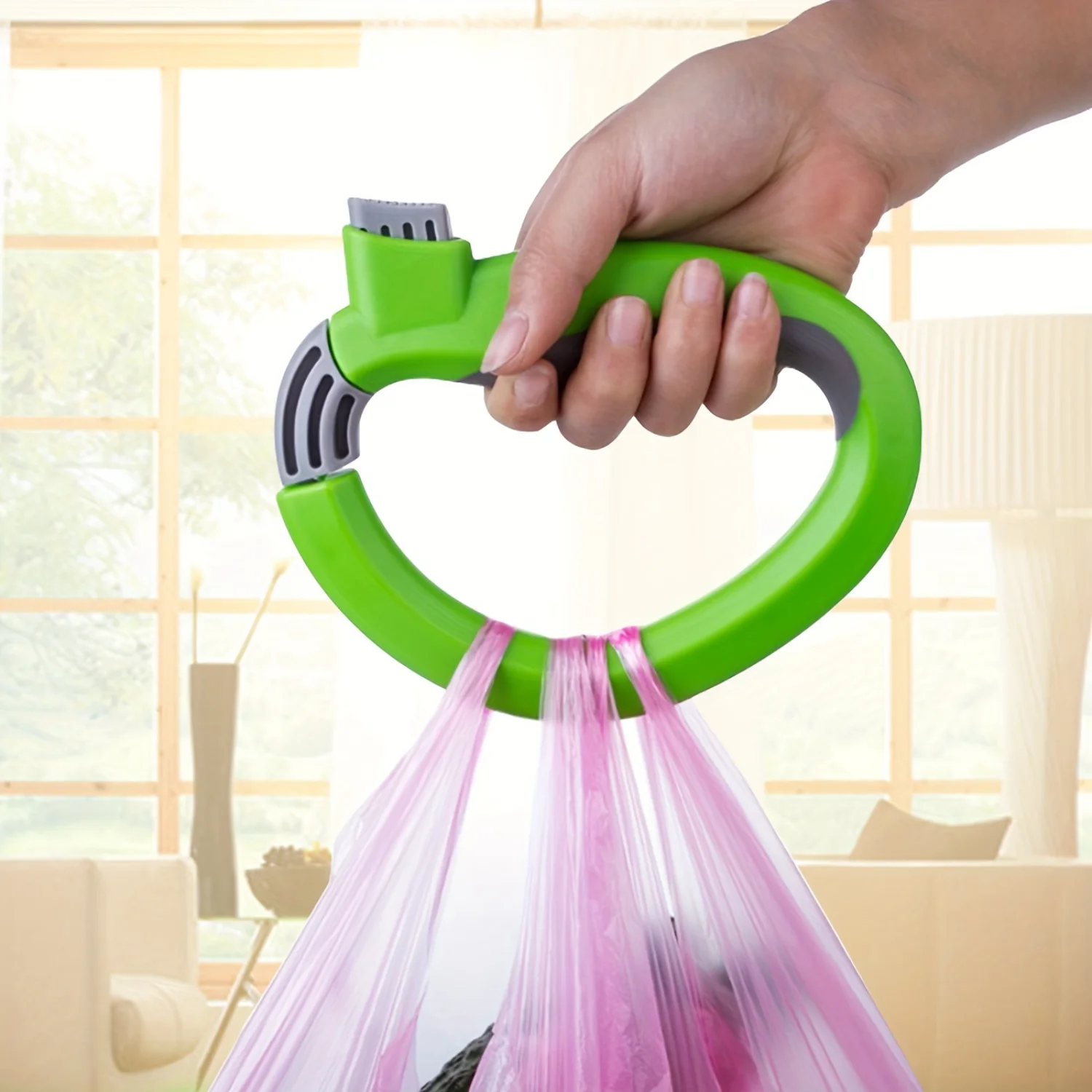 1pc PVC Labor-Saving Grocery Bag Holder - Self-Locking Thumb Carrier with Comfort Grip for Effortless Shopping Experience.