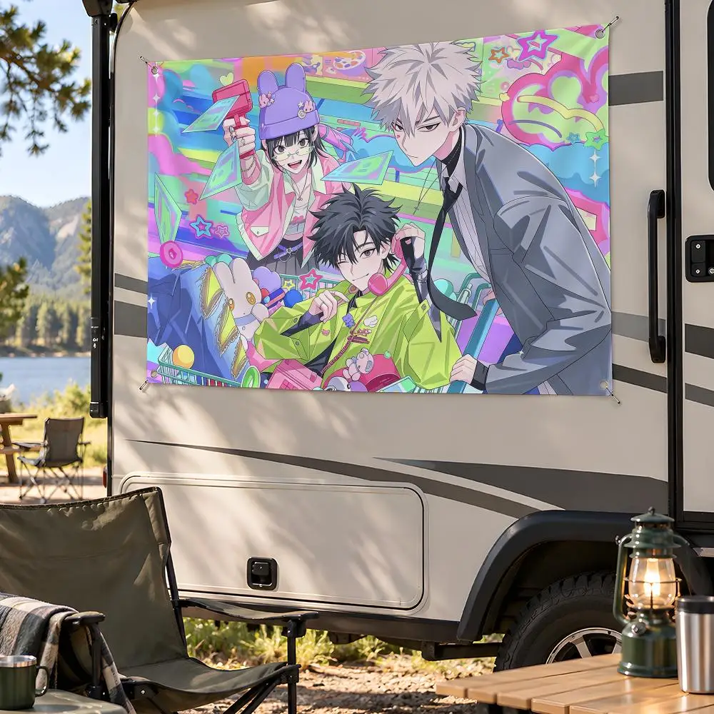 Anime Time Travel Link Click Flags Fan Flag Banner Wall Hanging Outdoor Yard Camping Dorm Garage Party Home Decor Gift