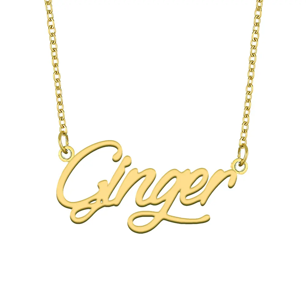 

Ginger Name Necklace for Women Stainless Steel Jewelry Gold Color Nameplate Pendant Collares Para Mujer Letters Choker