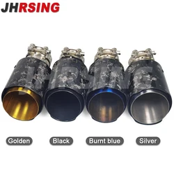1 Piece Forged Carbon Fiber Modified Car Exhaust Pipe For Muffler Decoration New Style Golden Silver Black Tips Without LOGO