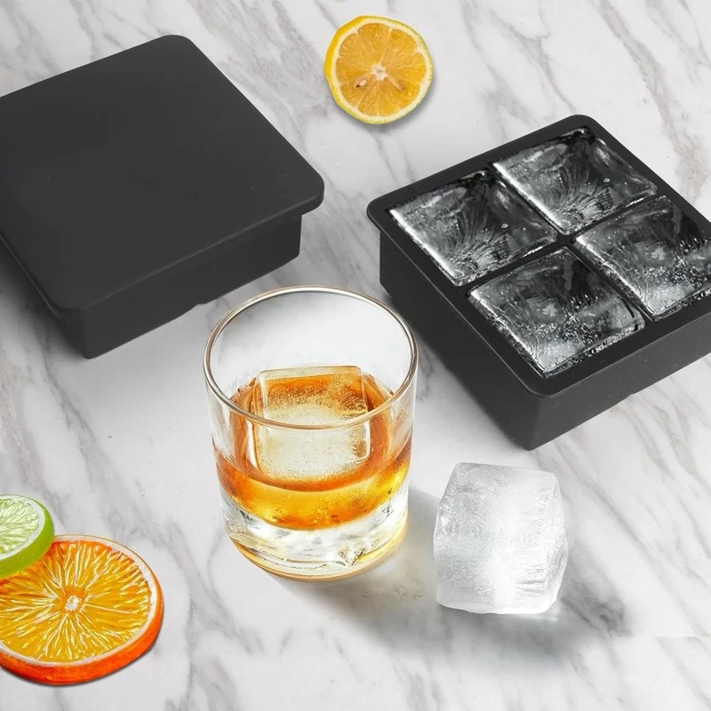 Silicone Large Ice MoldsBig Ice Cube Trays with Removable Easy Release and Stackable Flexible Ice Cube Tray