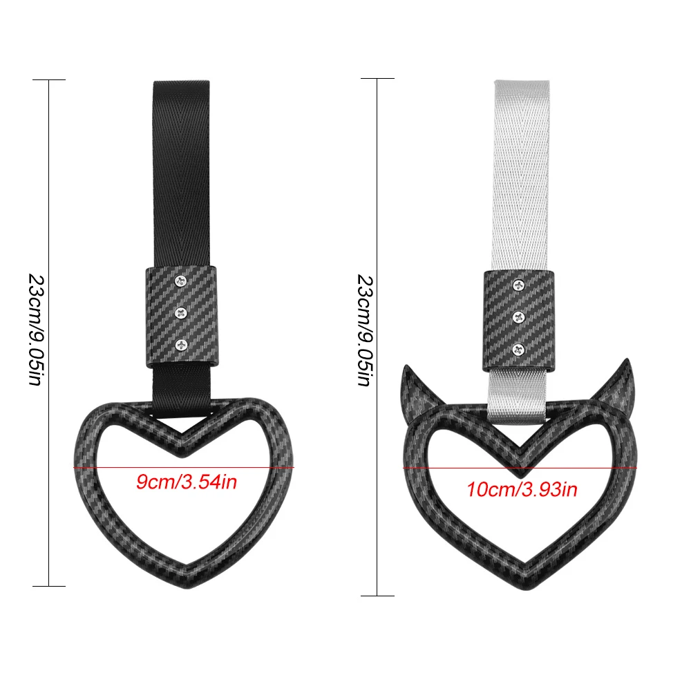 1PCS Car Handle Straps Drift Charm Rear Bumper Warning Ring Decor Subway Bus Broken Heart Handle for Car Interior