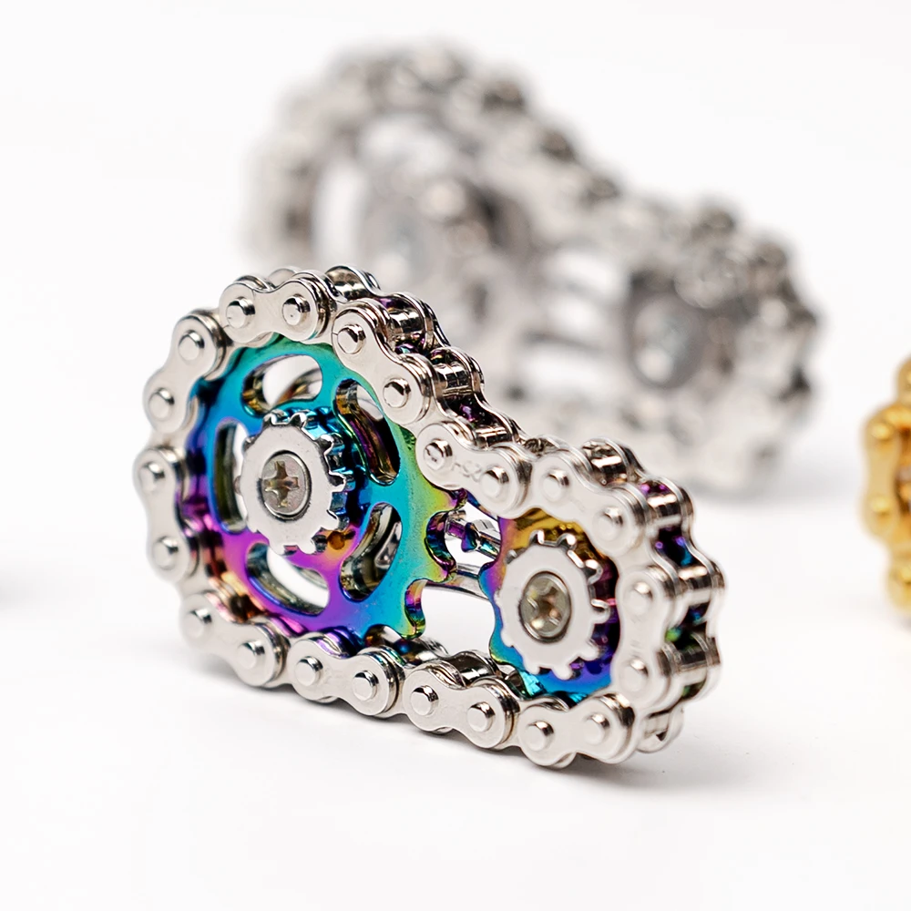 Pignons volant d'inertie gyroscope Fidget Spinner anti-stress anxiété chaînes de vélo en métal EDC Spinner Fidget jouets pour enfants adultes