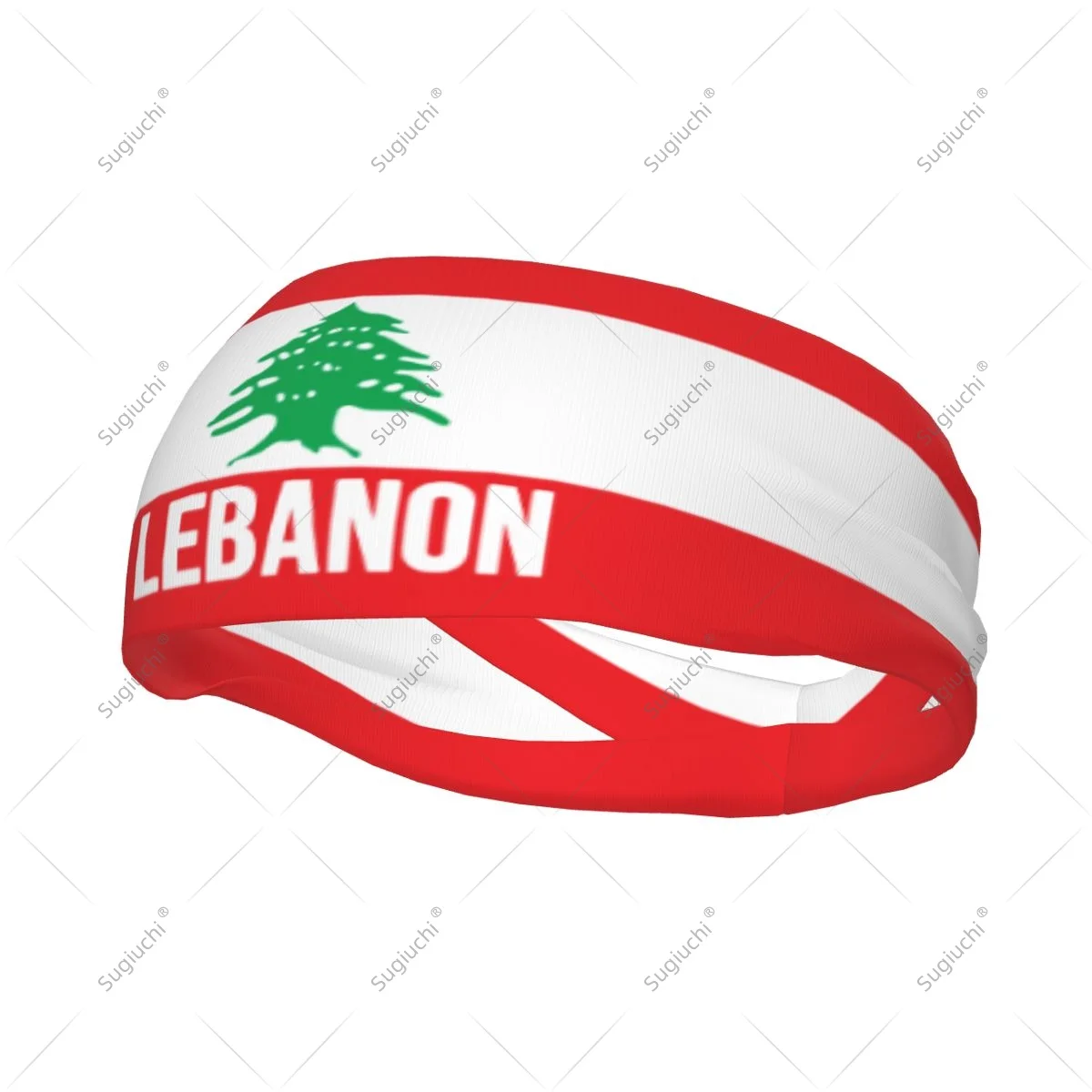 Men Women Lebanon Flag Elastic Wide Headbands For Yoga Fitness Tennis Running Gym Sports