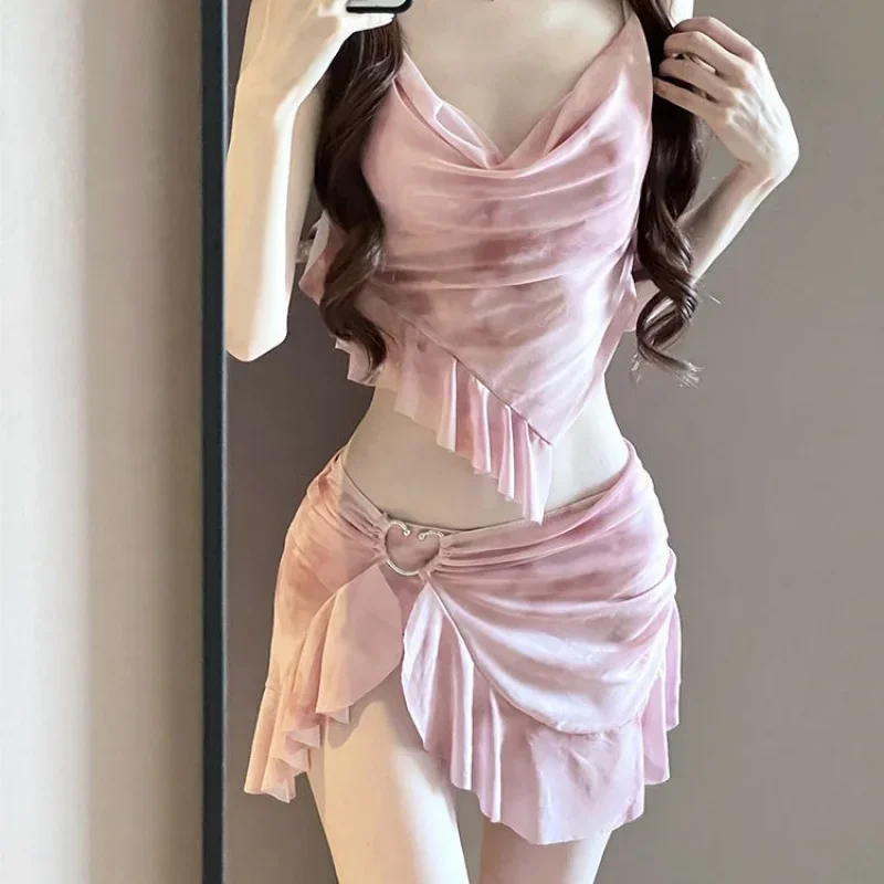 

2025 New Three-Piece Bikini Set for Women Premium Two-Piece Swimwear Cover-Up, Conservative Slimming Beach Vacation Hot Spring S