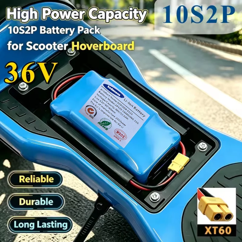 Batterie originali da 36 V e 12 Ah, configurazione 10s2p, batterie agli ioni di litio ricaricabili per monopattini elettrici autobilancianti, hoverboard e monocicli.