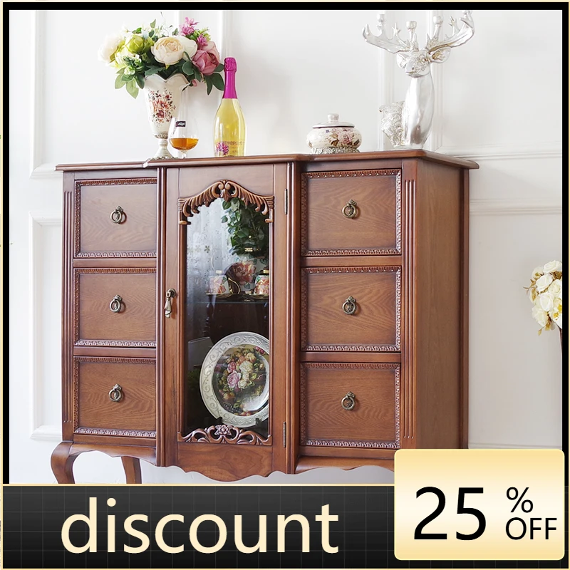 

LMM solid wood dining side cabinet French furniture retro entrance chest cabinet