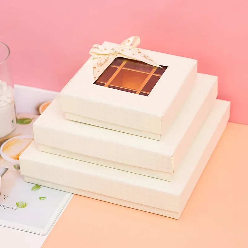 Chocolate Boxes Packaging Wedding Cookie Candy Gift Box With Bow Valentines Day Chocolate Display Box Birthday Party Decoration