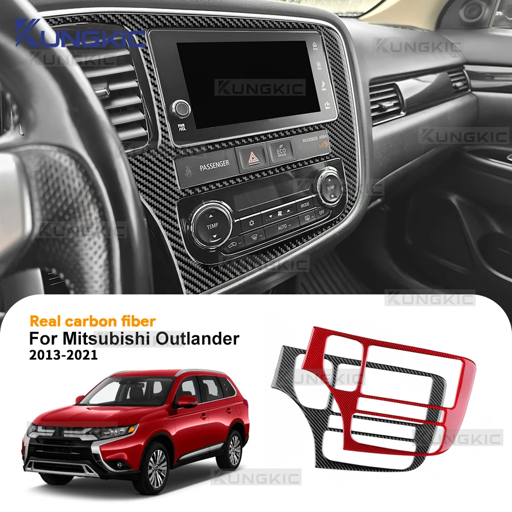 Real Soft Carbon Fiber For Mitsubishi Outlander 2017 2018 2019 2020 2021 LHD RHD Center Console Panel Interior Trim Sticker