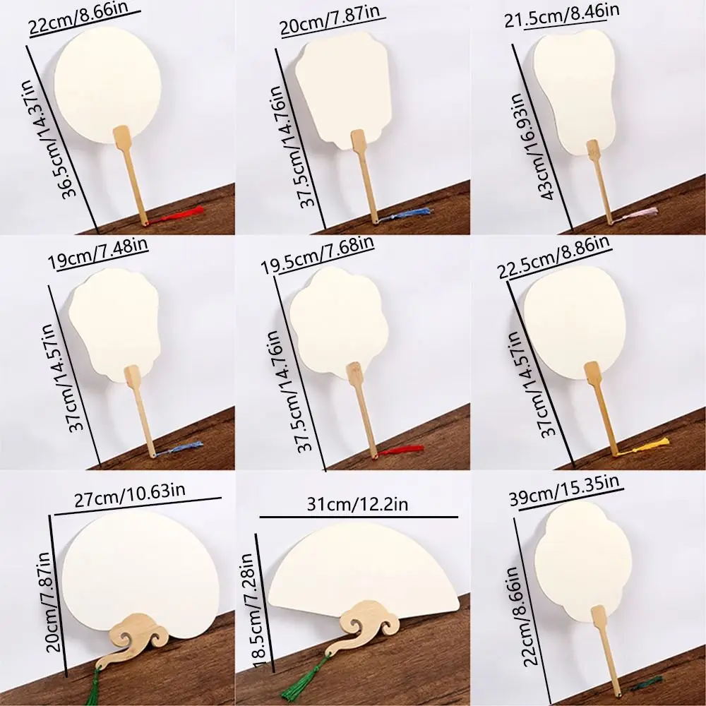 5Pcs Double-side Paper Hand Fans DIY Painting Portable Blank Paper Fan Thick Xuan Paper Ornaments Hand Painting Graffiti Fans