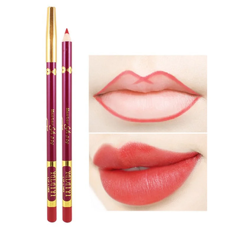 2 Pcs Cosmetic Lipliner Professional Waterproof Long Lasting Lady Charming Lip Liner Pencil Contour Makeup Lipstick Tool