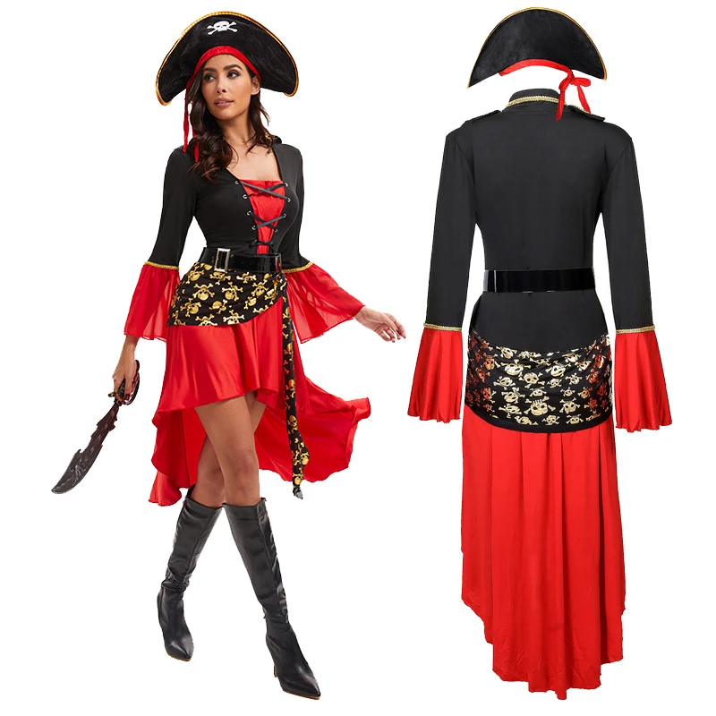 Disfraz de Pirata de Anime para Mujer, Conjunto de Cosplay para Halloween, Actuaciones Escénicas, Maquillaje de Pirata Caribeña, Vestido para Fiesta de Carnaval
