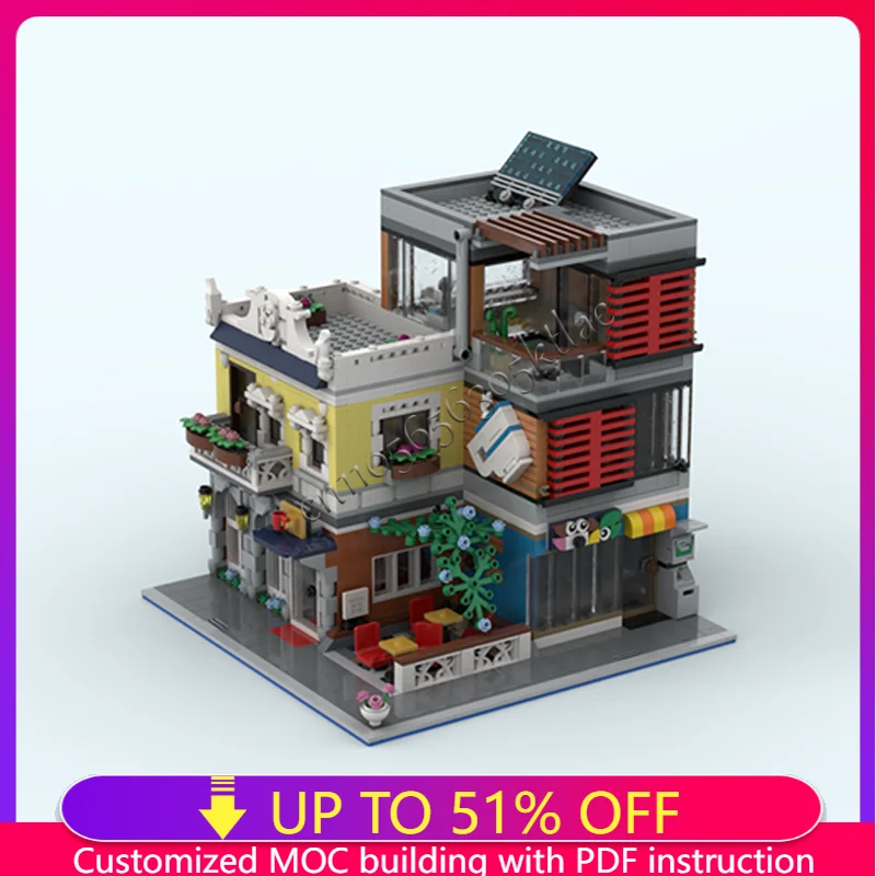 

1857 шт. MOC TownHouse зоомагазин кафе строительный блок модель детская головоломка образовательная сборка сюрприз подарки на день рождения и фестиваль