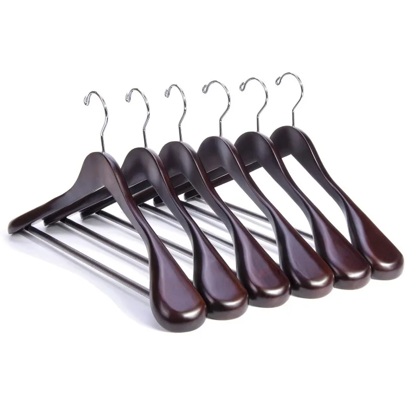 Luxury Mahogany Wooden Suit Hangers - 12 Pack - Wood Coat Hangers,Jacket Outerwear Shirt Hangers with Extra-Wide Shoulder,