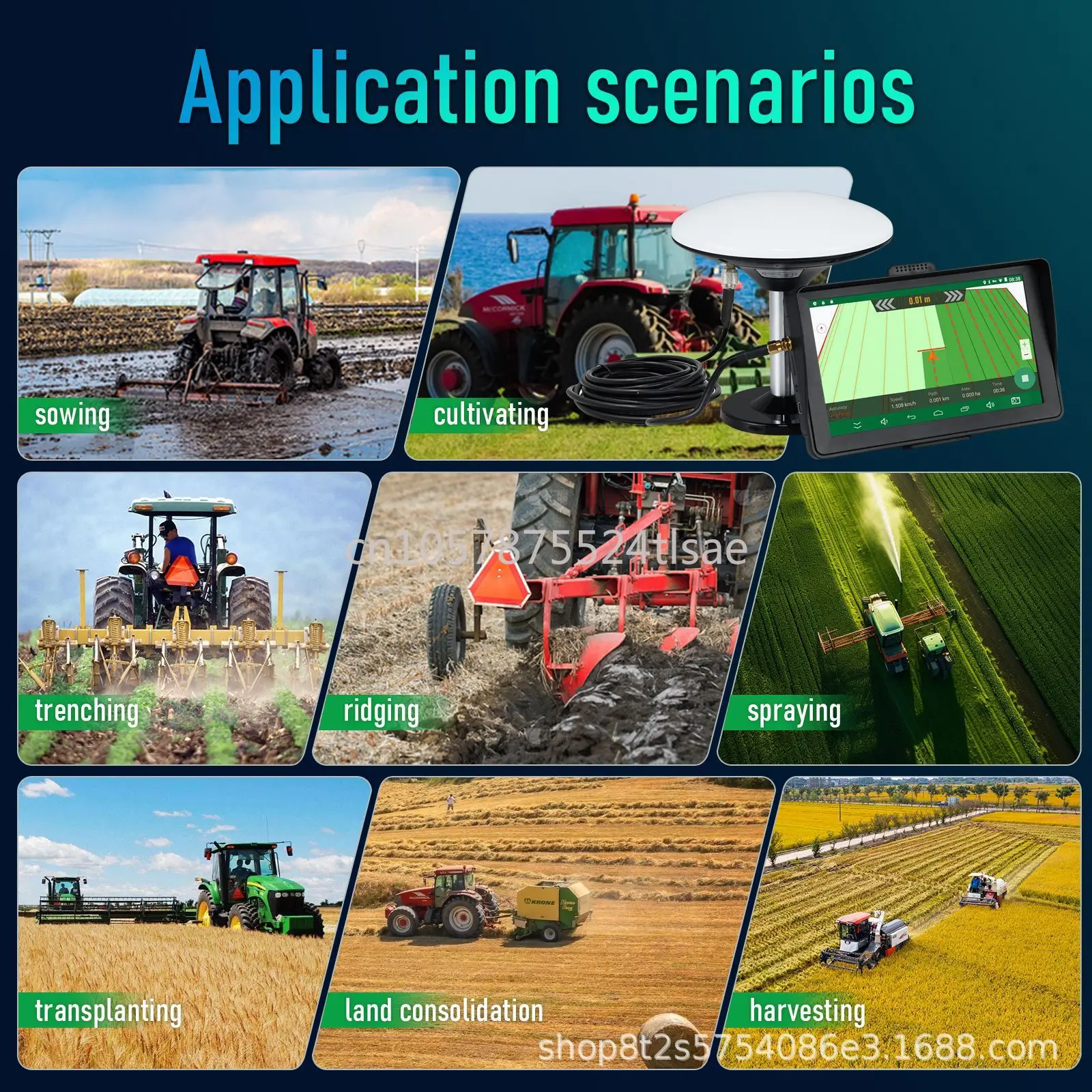 9-Inch Simple and Easy-to-Use Agricultural Tractor Navigator, Precise Seeding Tractor GPS