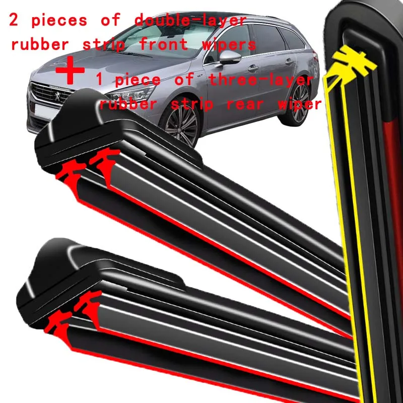 

For Peugeot 508 SW MK1 2010-2018 2011 2012 2013 Wiper Front & Rear Wiper Blades Windshield Windscreen Window 26"+26"+12"