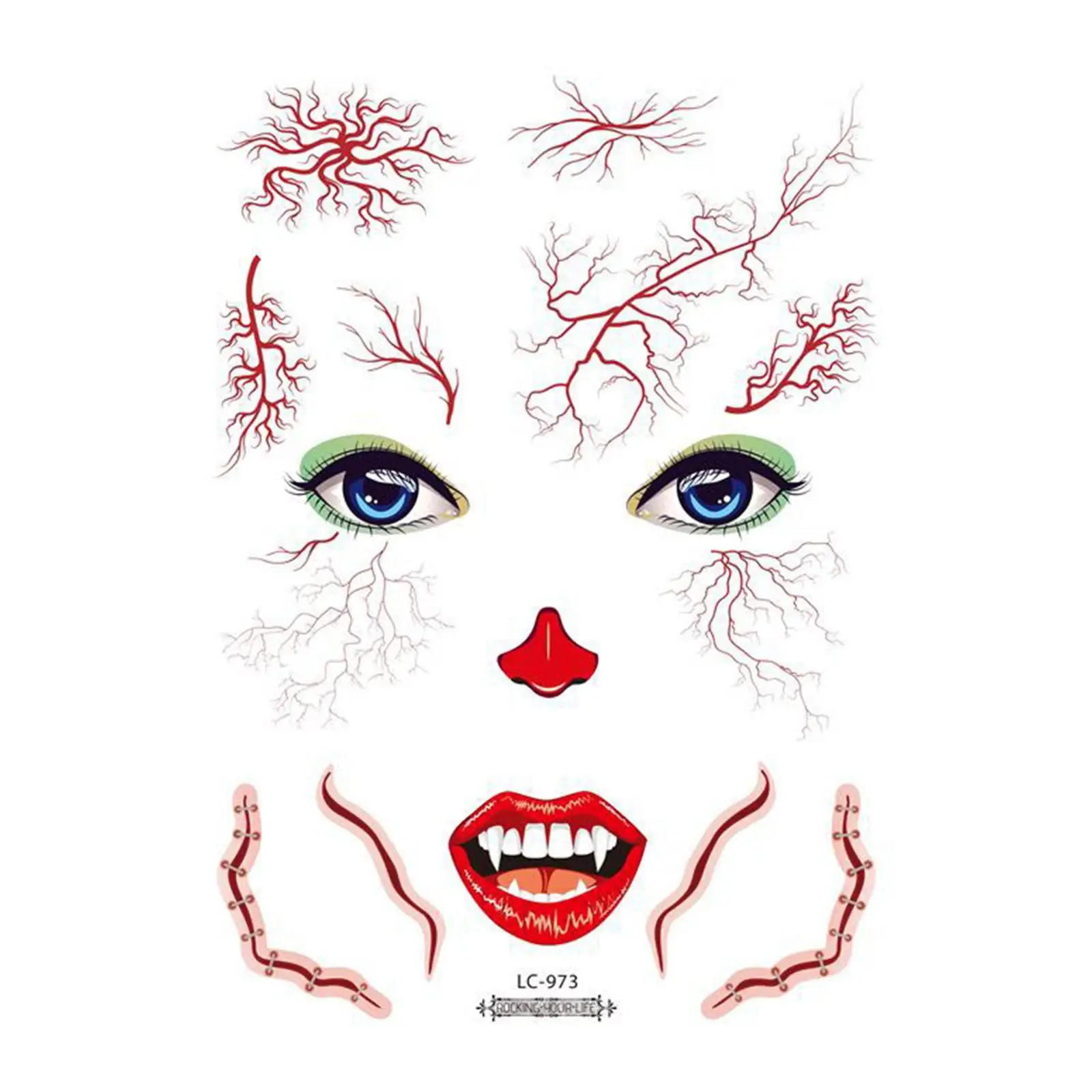 Татуировки на лице «День мертвых», 1 лист, временные татуировки с сахарным черепом, наклейки для вечеринки в честь Хэллоуина, наклейка для макияжа Q7a1