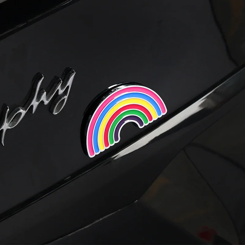 Quality Rainbow Charm Peace Logo Car Emblem, Auto Badge, Adhesive Side Window, 3D Metal, Trunk Decor, Automobile Tuning, Car-Sty