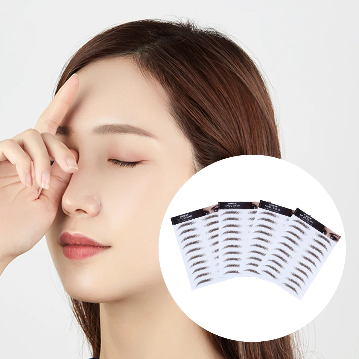 

4Pcs Eyebrow Tattoo Sticker Fake Eyebrow Stickers Reusable Waterproof Long-Lasting 6D Hair-Like Design for Women Daily Wear