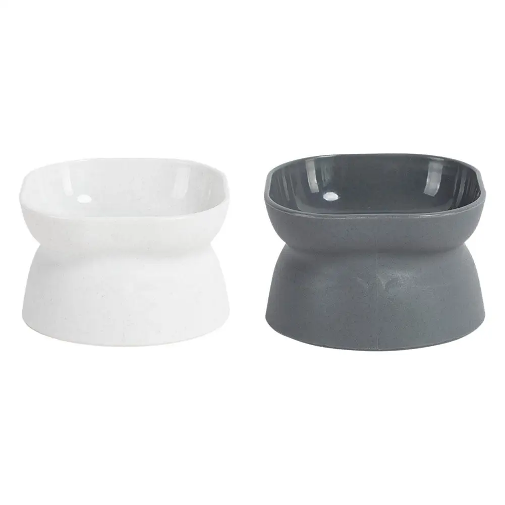 Wide-mouth Neck Protection Anti Rollover Cat Pet Tableware High Foot Plastic Cat Bowl