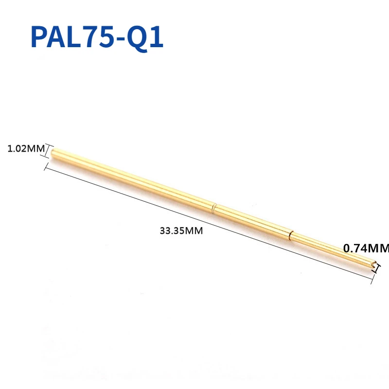 100PCS Gold-plated Spring Test Needle PAL75-Q1 Four-jaw Plum Head Outer Diameter 1.02mm Needle Length 33.35mm for Testing