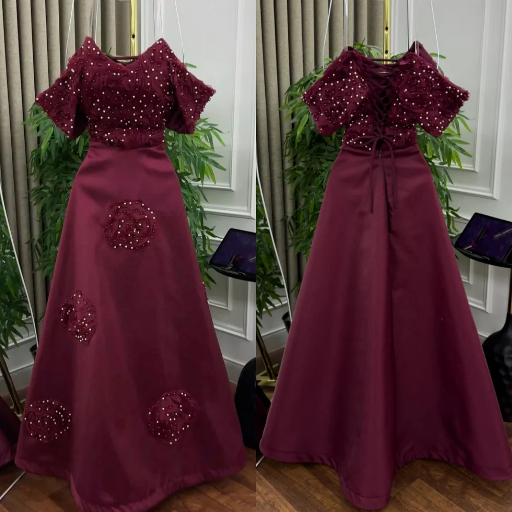 

Customized Charmeuse Beading Lace-up Off-the-shoulder A-line Long Dresses Bespoke Occasion Elegant Prom Party Gown Formal