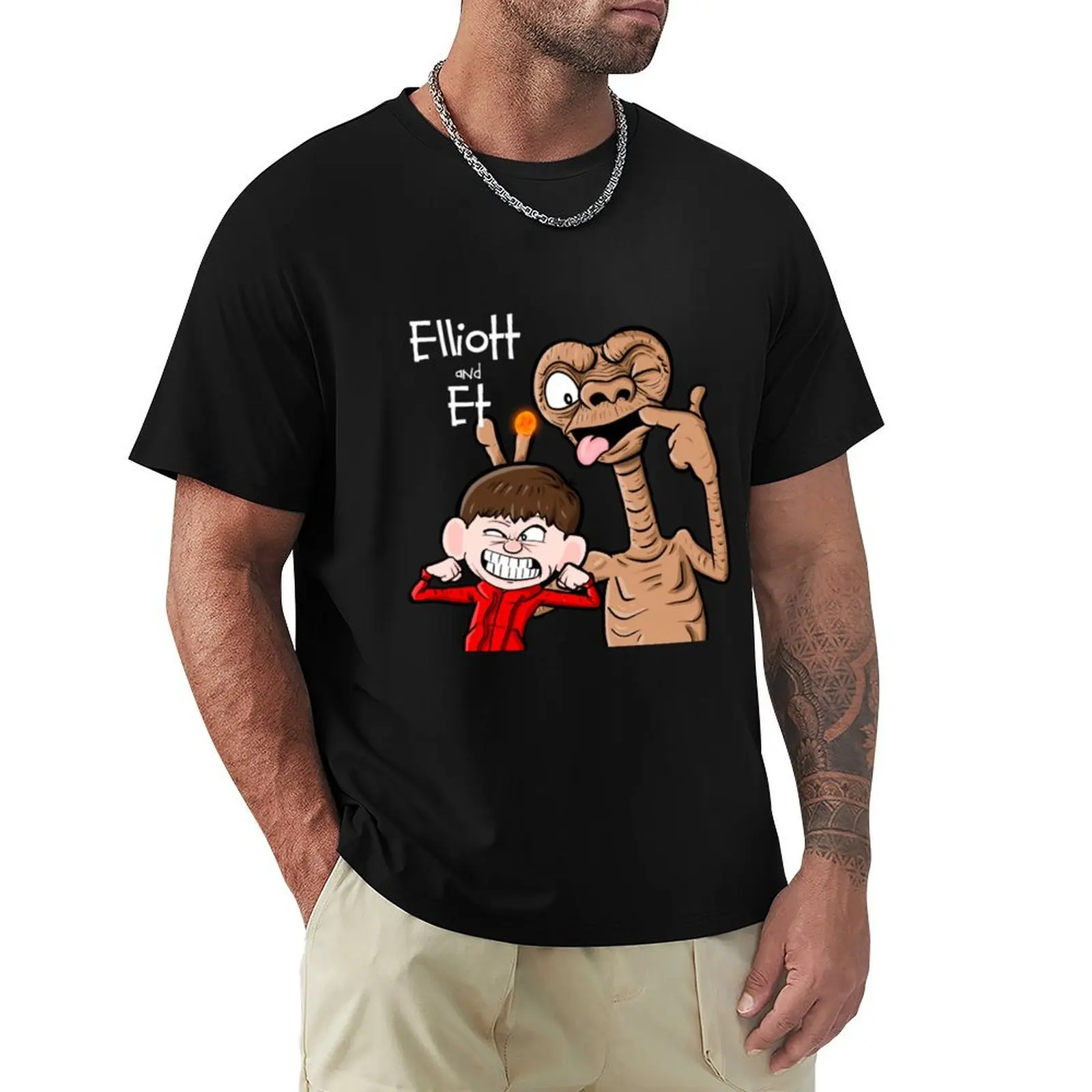 Elliot Pass E.T. Camiseta con estampado artístico de películas de los años 80, regalo perfecto para Navidad, camiseta informal con estampado artístico