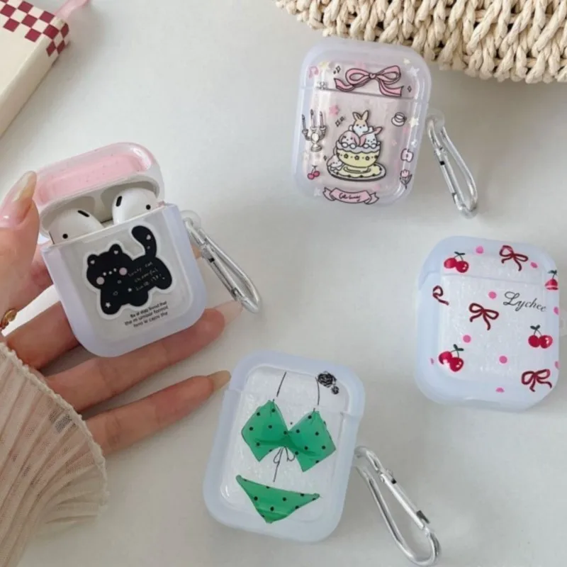 Custodia Bluetooth Wireless per AirPods1/2 AirPods3 AirPods pro e custodia per auricolari con motivo a gatto in tpu pro2 con portachiavi