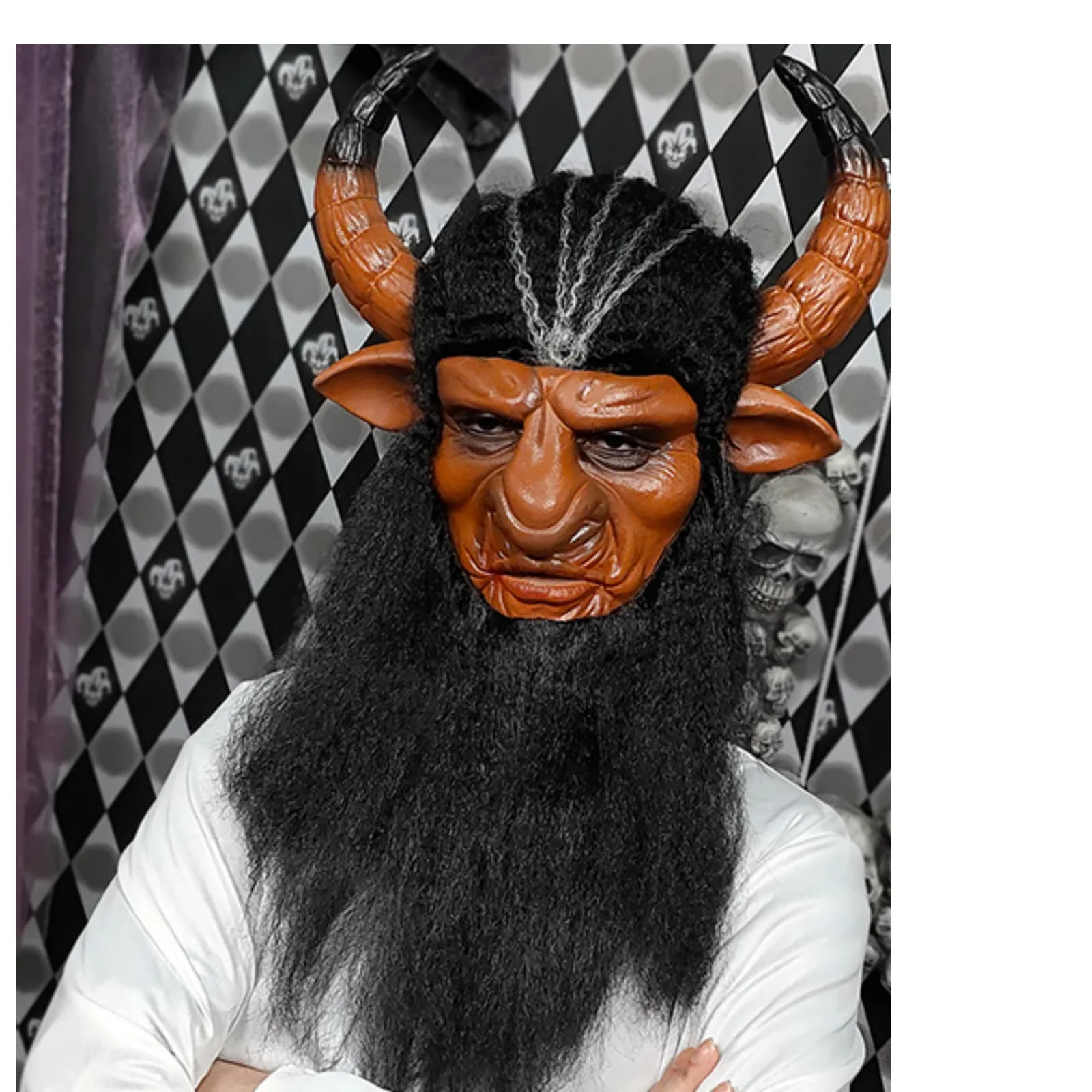 Halloween-Maske Bullendämon-König Ochsenhorn Latex-Masken Realistische Gruselige Pelzige Kostüme für Erwachsene – Detail 3