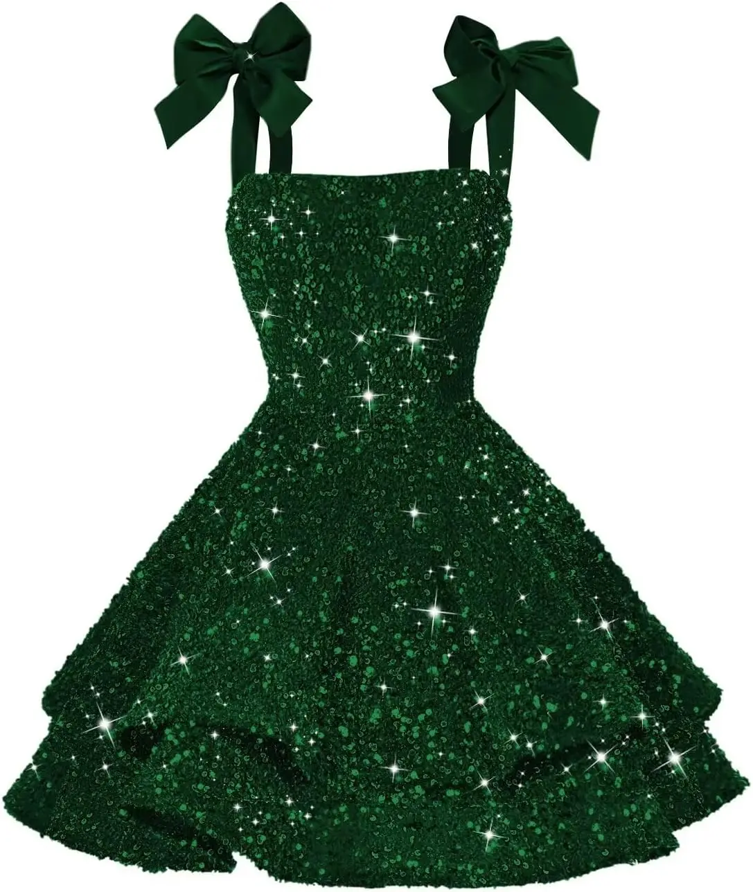 Sparkly Sequin Bows Homecoming Dresses 2026 Short Tiered Satin Spaghetti Straps Sweet 16 Prom Cocktail Dress Evening Dresses