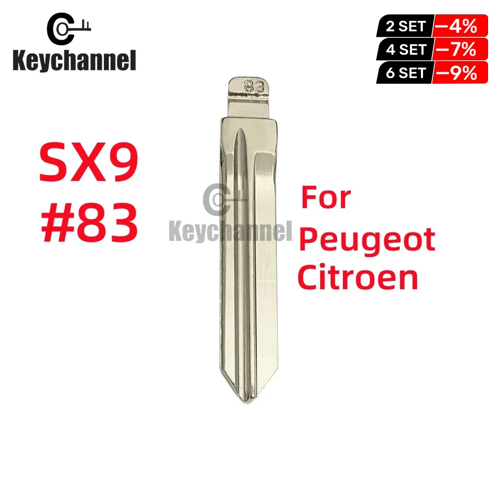 10 pçs no.83 kd lâmina de metal sem corte em branco flip dobrável remoto chave lâmina substituição carro em branco sx9 chave lâmina para peugeot