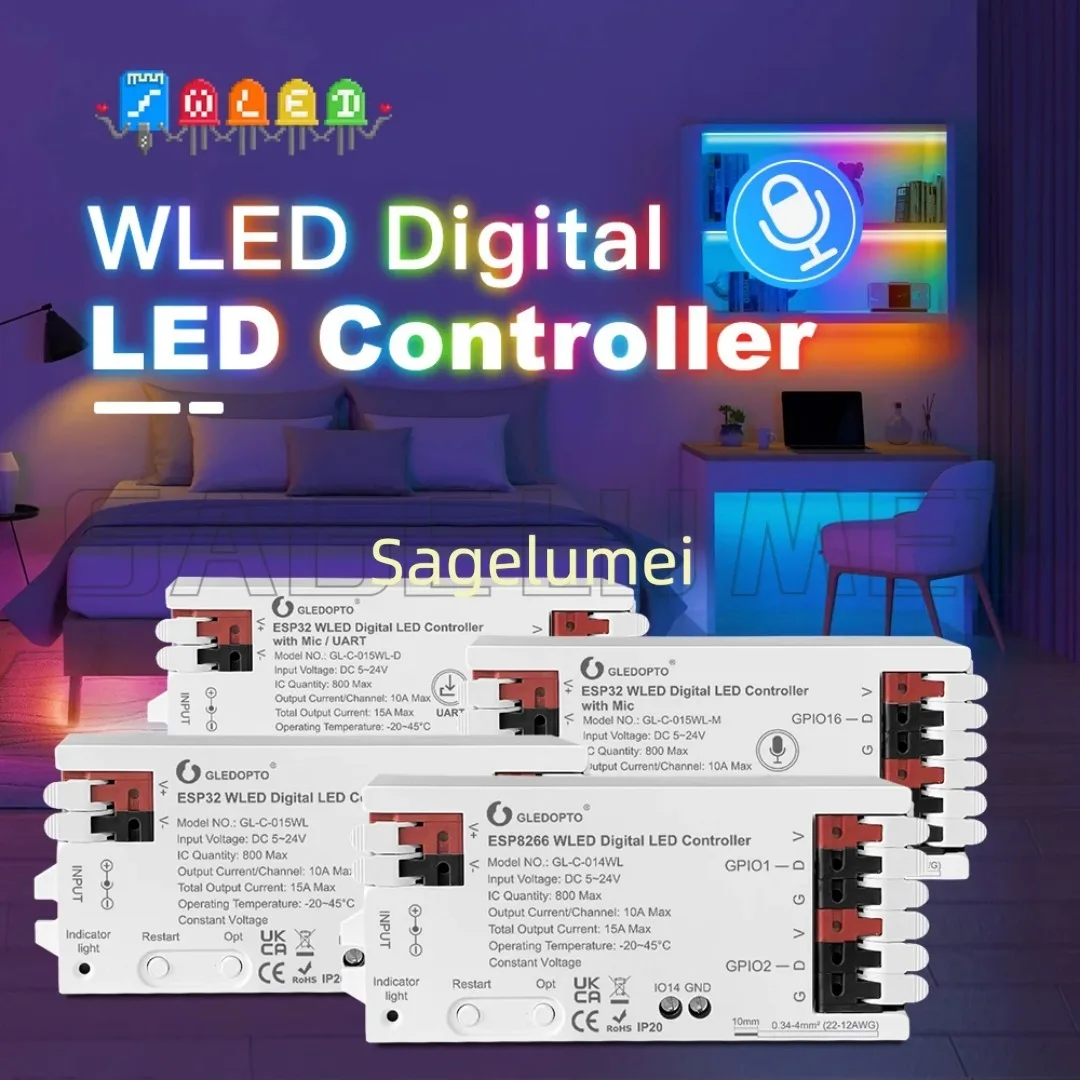 ESP32 WLED Digital LED Controller 015WL 016WL 017WLRGBIC Dynamic Lighting IR Switch Sensor Gesture-Aware Trigger WS2811 SK6812