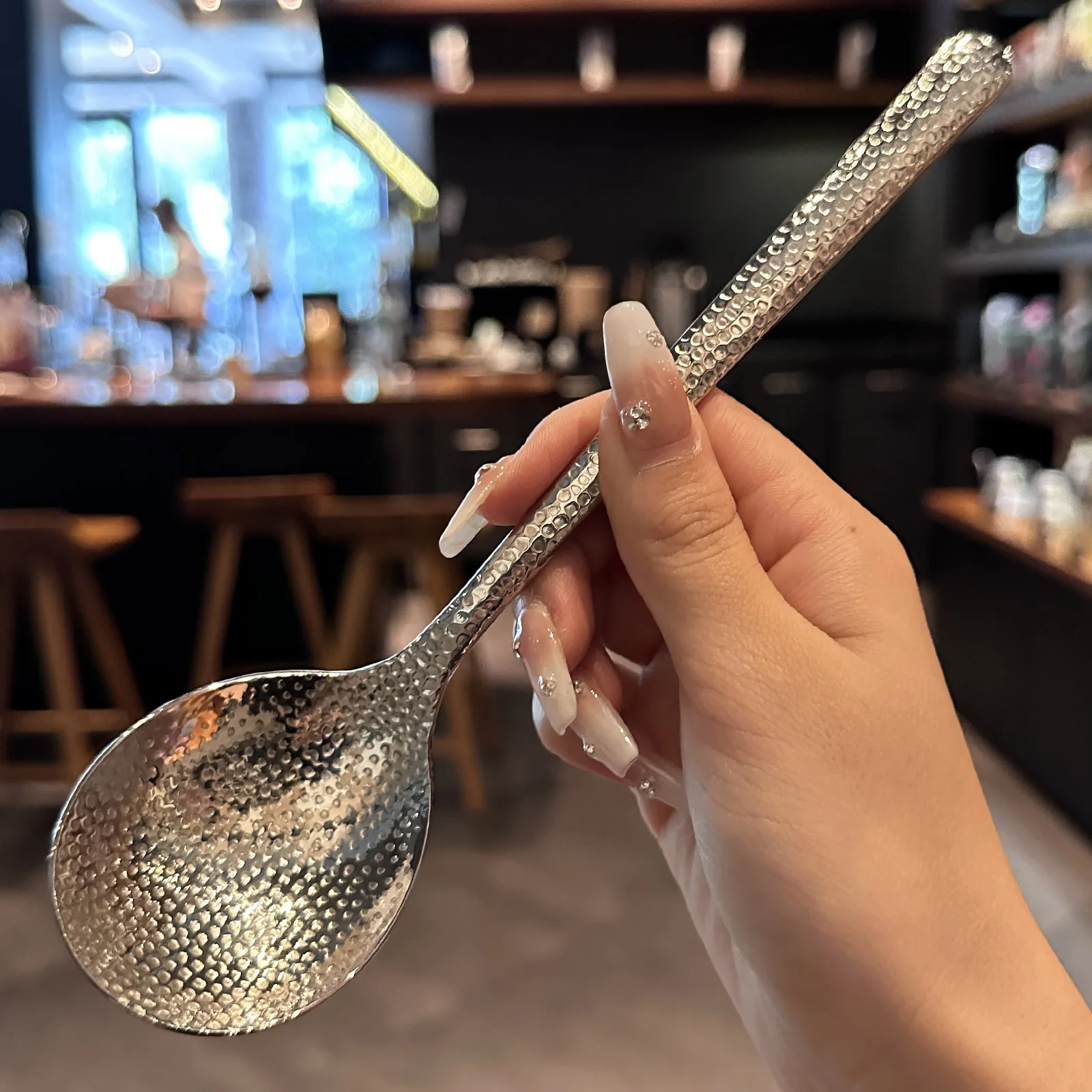 Advanced Round Head Hammer Spoon Household Tableware Thickening 316 Stainless Steel Western Spoon Main Meal Scoop Solid Handle