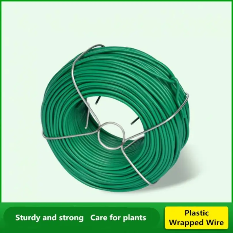 Twig Trapping Wire Plastic Coating Steel Wire Core Wrapping 25M/50M Green Round Tying Wire for Gardening