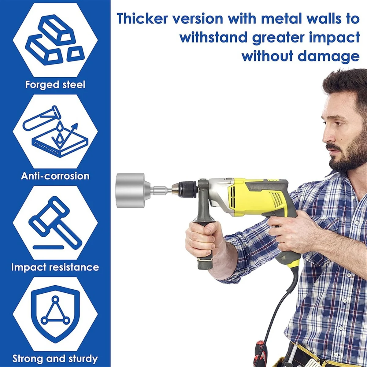 SDS-Plus T Post Ground Rod Driver, Drill Bit Driver Durable Hammer Drill Rod Converter for Hammer Drill Grounding Rods A