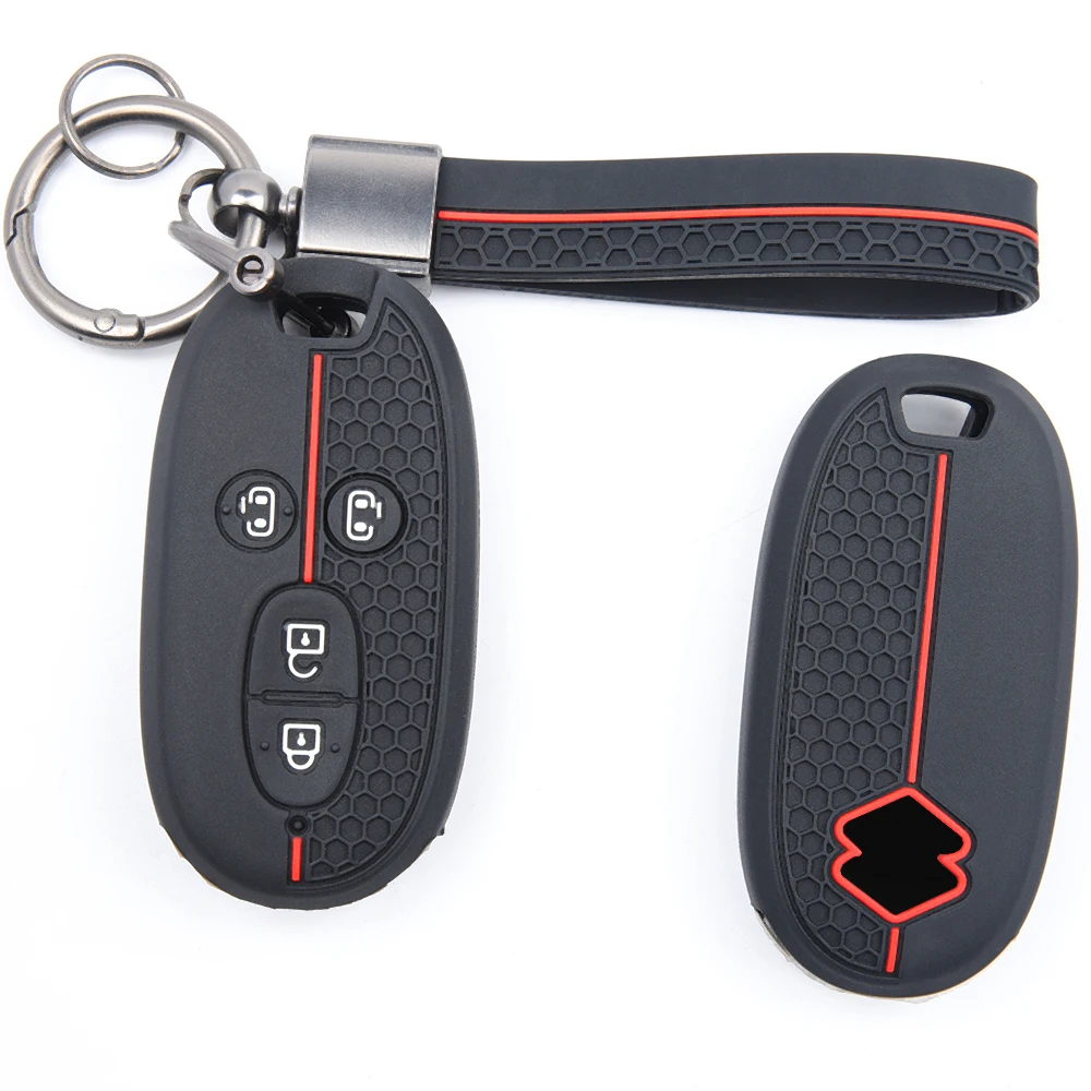 For Suzuki Wagon R Every Hustler Palette Solio Alto Lapin Spacia Full Coverage Silicone Key Shell Buckle Loop Holder Stylish