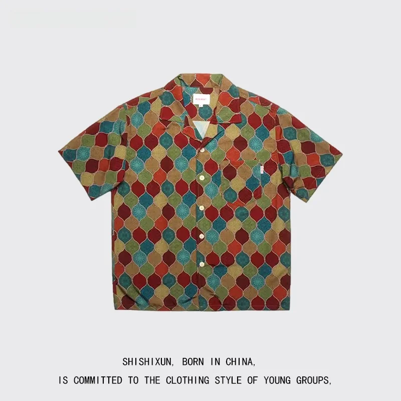 

Hawaii Print ort Sve Cuban Collar Silk Smooth Beach irt Men's Outerwear Casual Loose Fit Summer Cooling Sensation