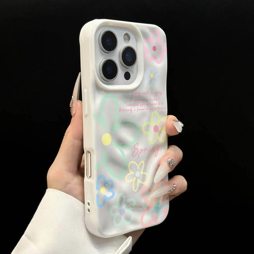 Minimalistische Frühlingsblumen-Handyhülle für iPhone 17 16 15 14 13 12 11 Pro Max 14 15 Plus 17 Air Falten-Wellen-Design Weiche Silikonhülle – Detail 8