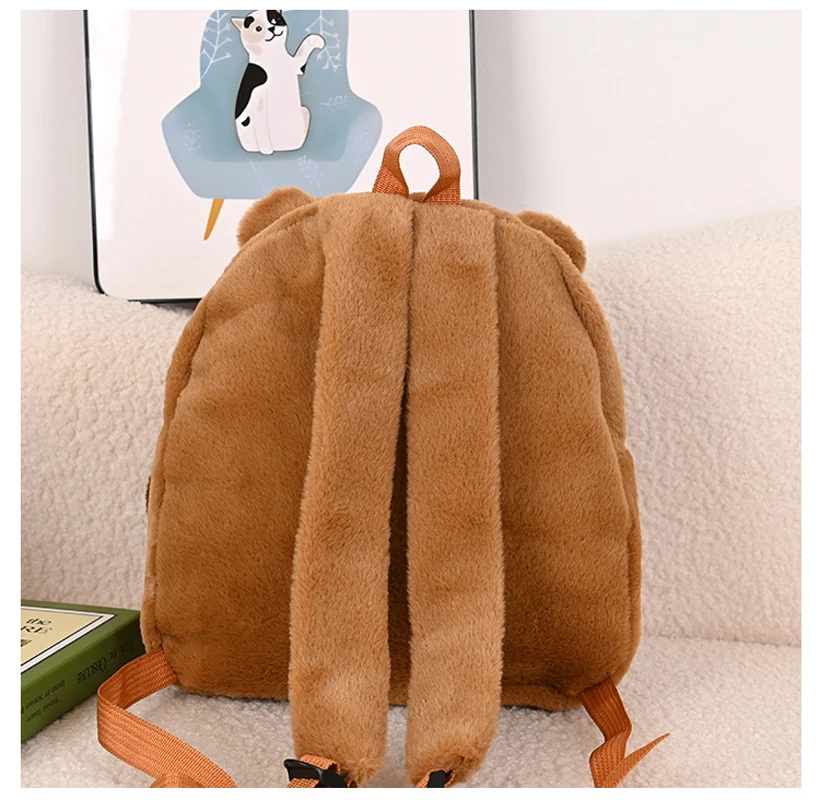 Brown Capybara Children Girl Backpack Kid Plush Bookpack Cute Capybara Cartoon Princess Kindergarten School Boy Girl Backpack
