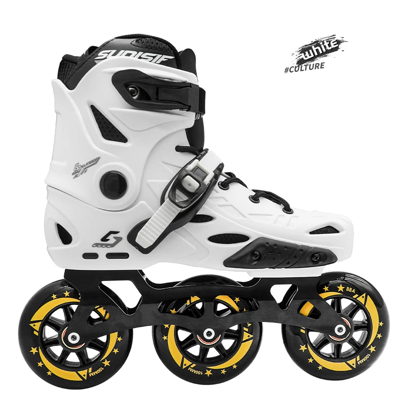 Factory Hot Sale Adult 3 Wheels Fitness Inline Skate Roller Urban Performance Slalom Hard Boot Flashing Roller