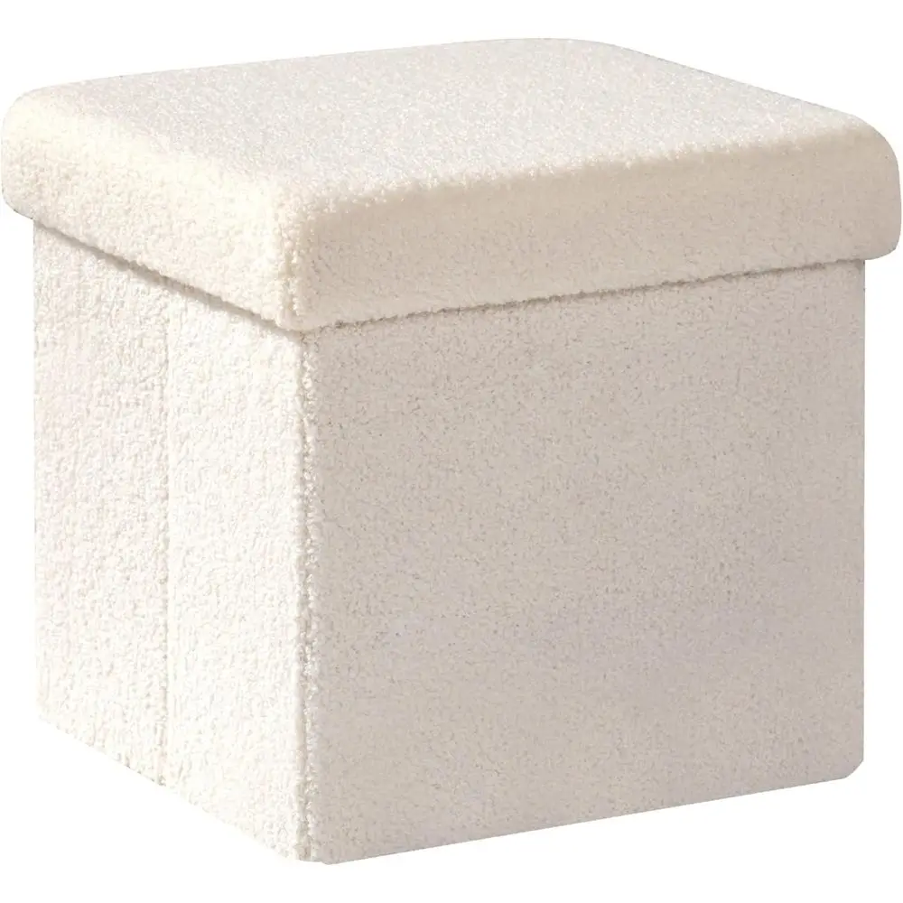 Square Storage Ottoman Cube, Multi-Purpose Seat, White, 11.8x11.8x11.8