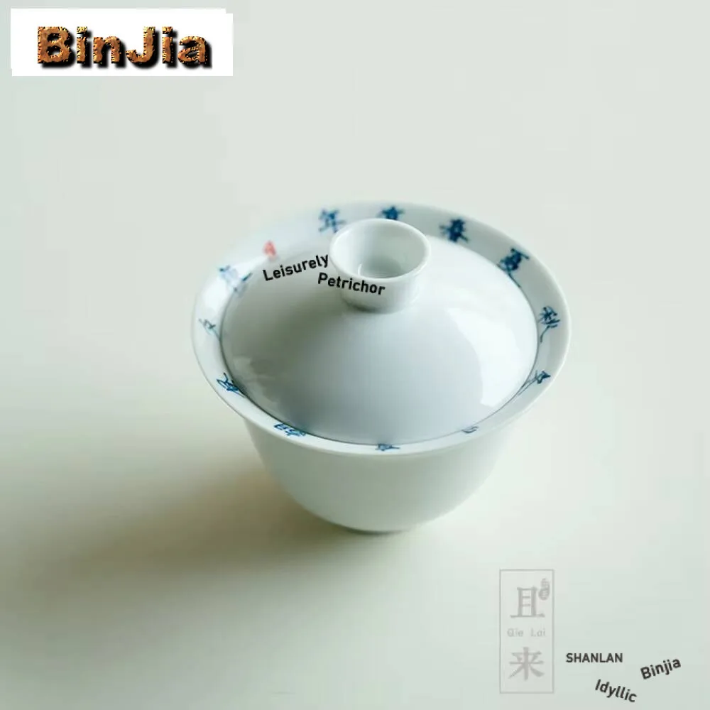 

150Ml Antique Handwritten Hand Grasping Gaiwan Anti Scalding Porcelain Tea Tureen Maker Cover Bowl Services Decoration