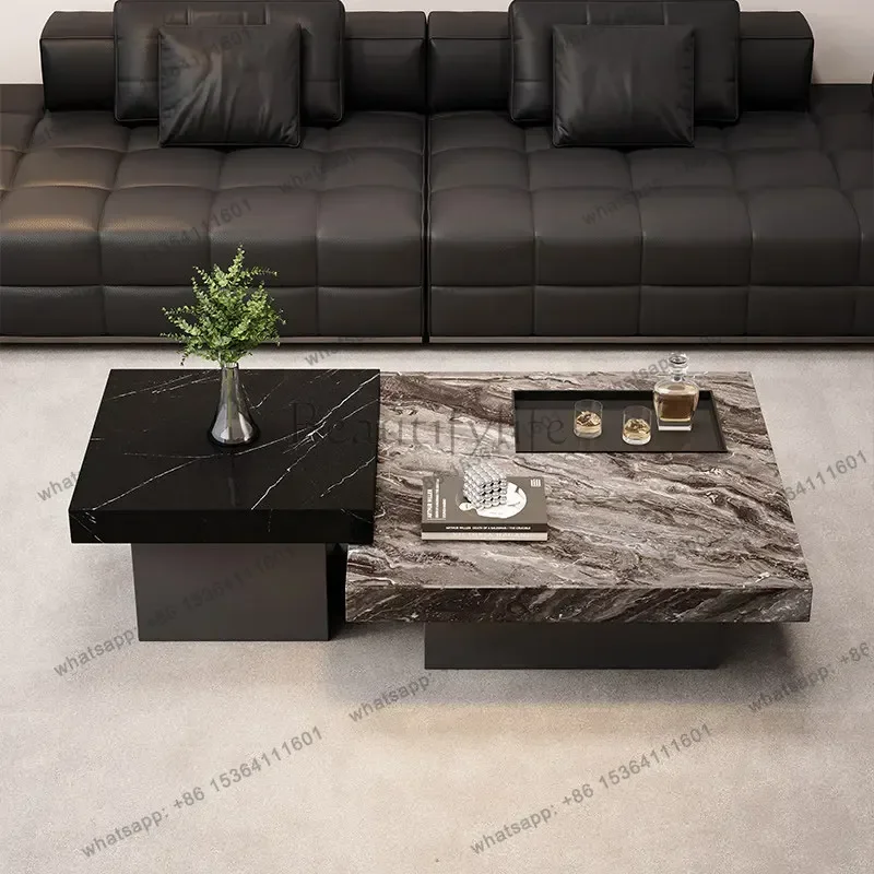 Furniture Living Room Coffee Table Luxury High-end Slate Stone Coffee Table For Living Room High-low Combination Coffee Tables