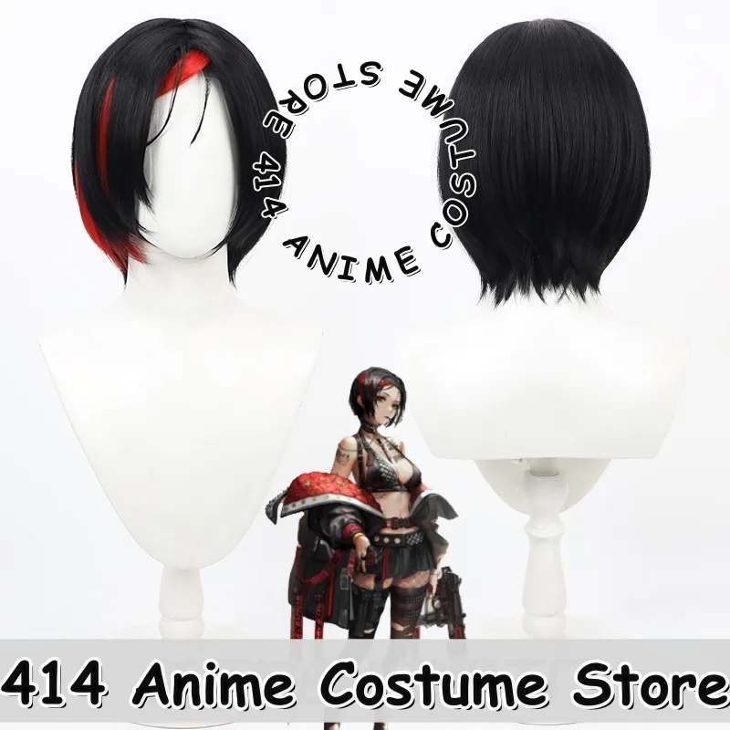 

Game & Anime Crow Cosplay Wig NIKKE Black Scalp Red Streak Heat-Resistant Fiber Synthetic Hair