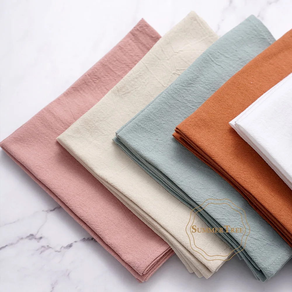 

50pcs Plain Cloth Napkins 40x40cm Washable Cotton Table Napkin Place Mats for Wedding Party Home Dining Decoration Wholesale