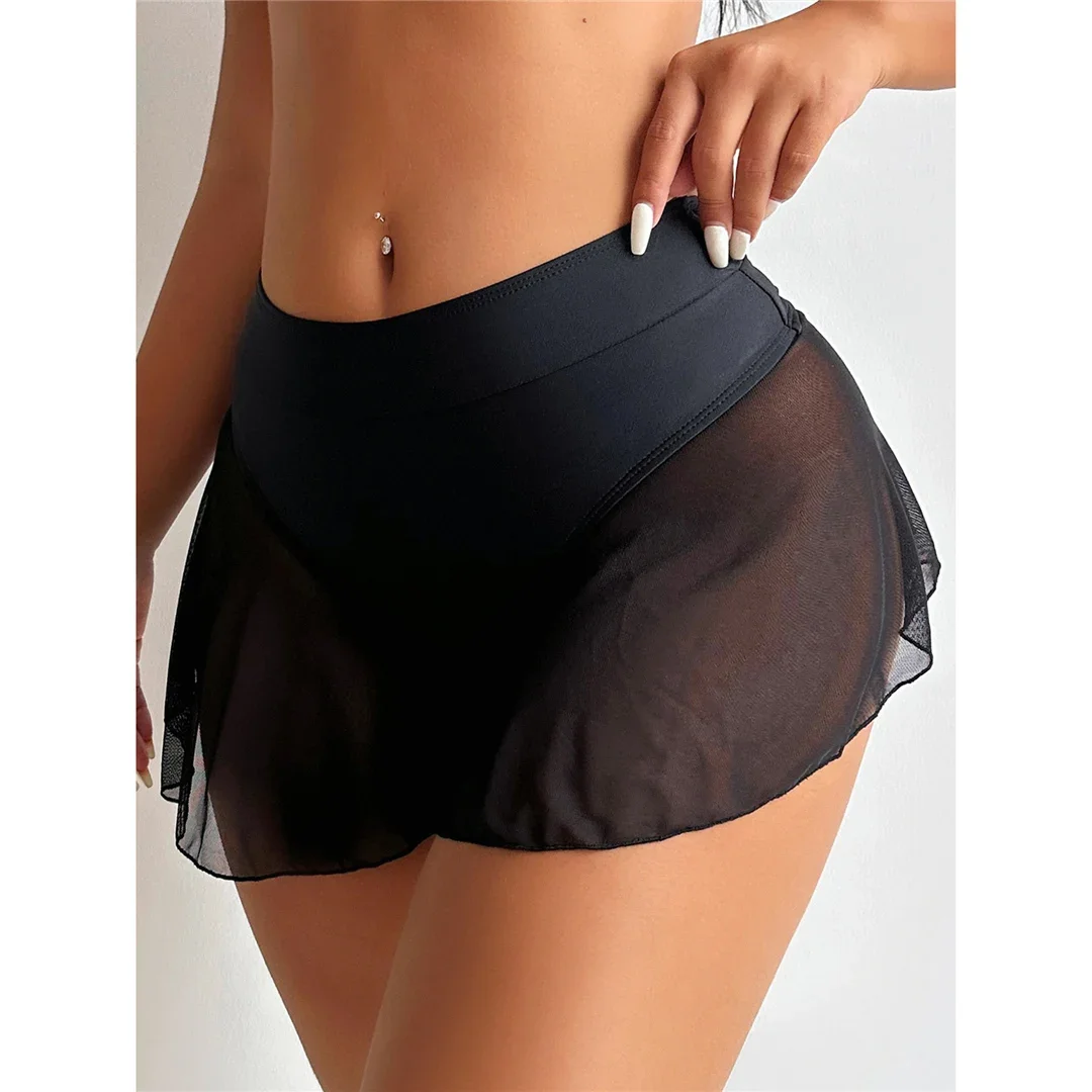 XS - L Frilled Ruffled Mid Waist Bikini Bottom Swim Brief Women Swimwear Female Bather Brazilian Tanga Panties Underwear V5833